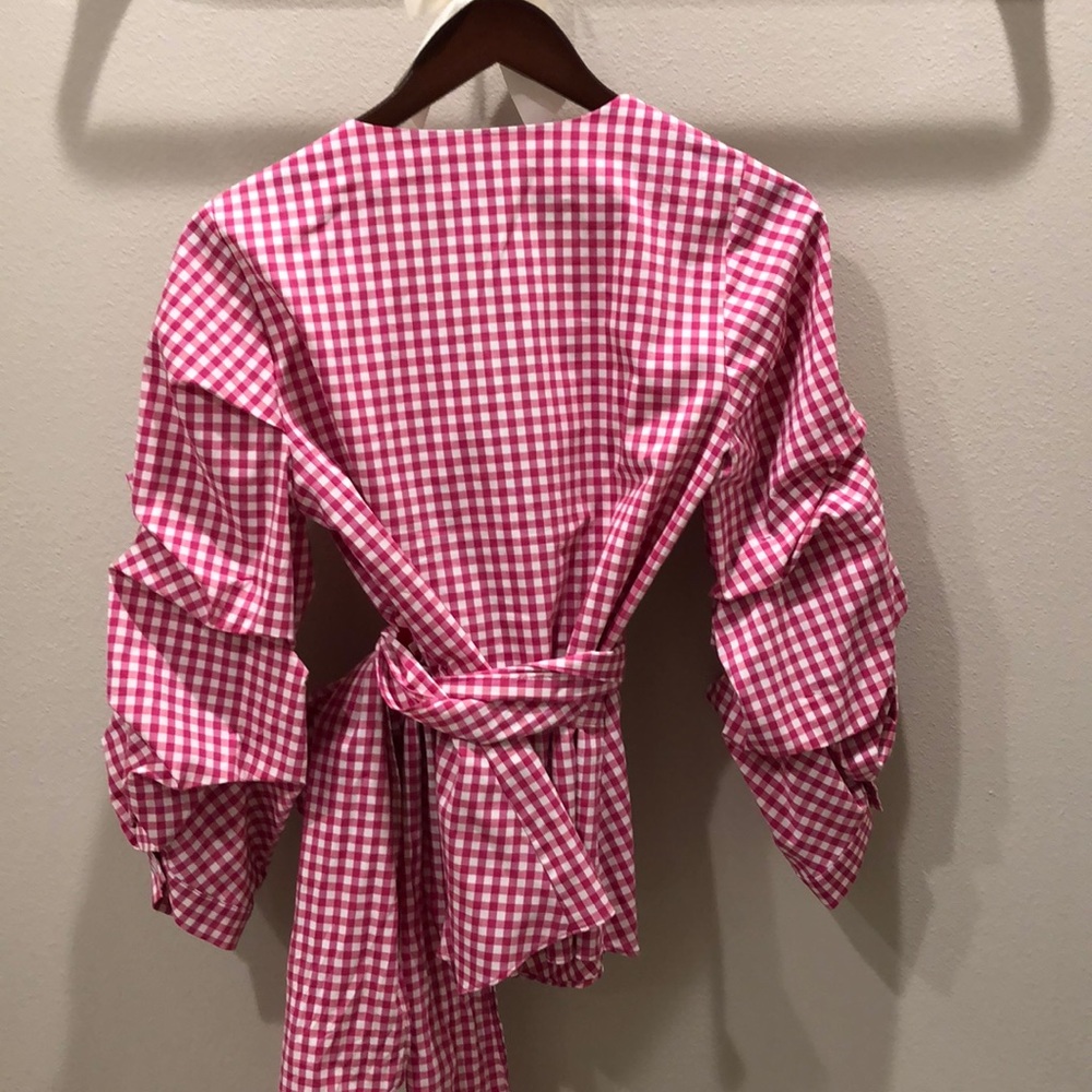 🎀NWOT Halogen Wrap Pink Gingham Shirt-XS 🎀 - Picture 5 of 6